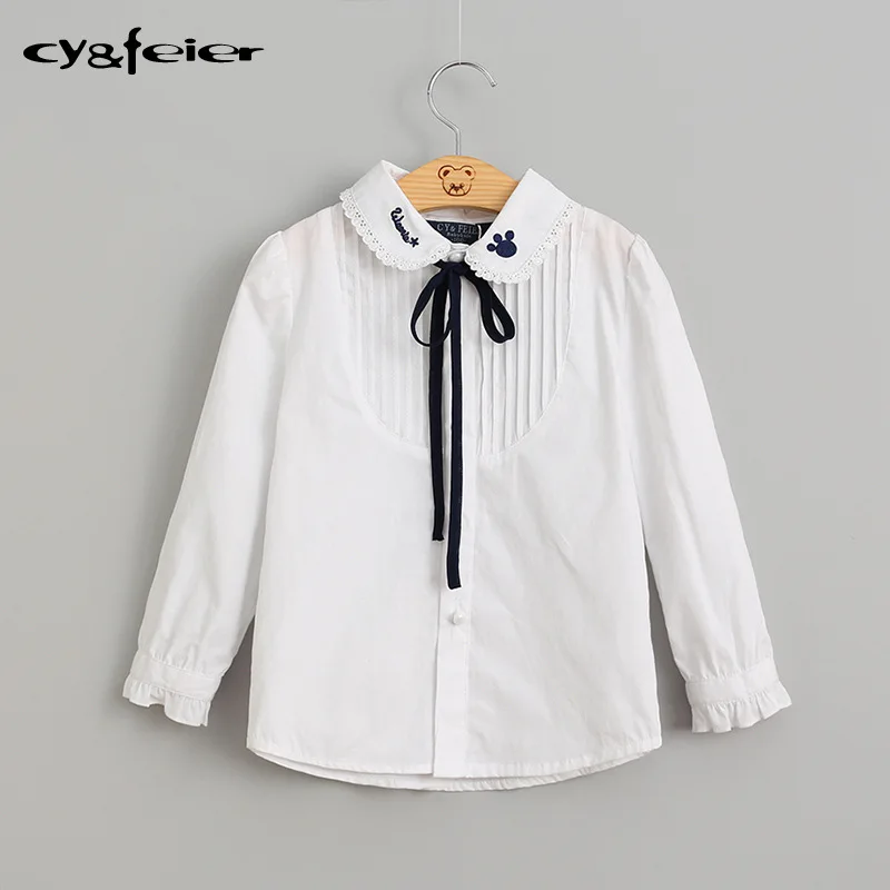 Gadis putih Putri Blus renda katun padat bayi anak